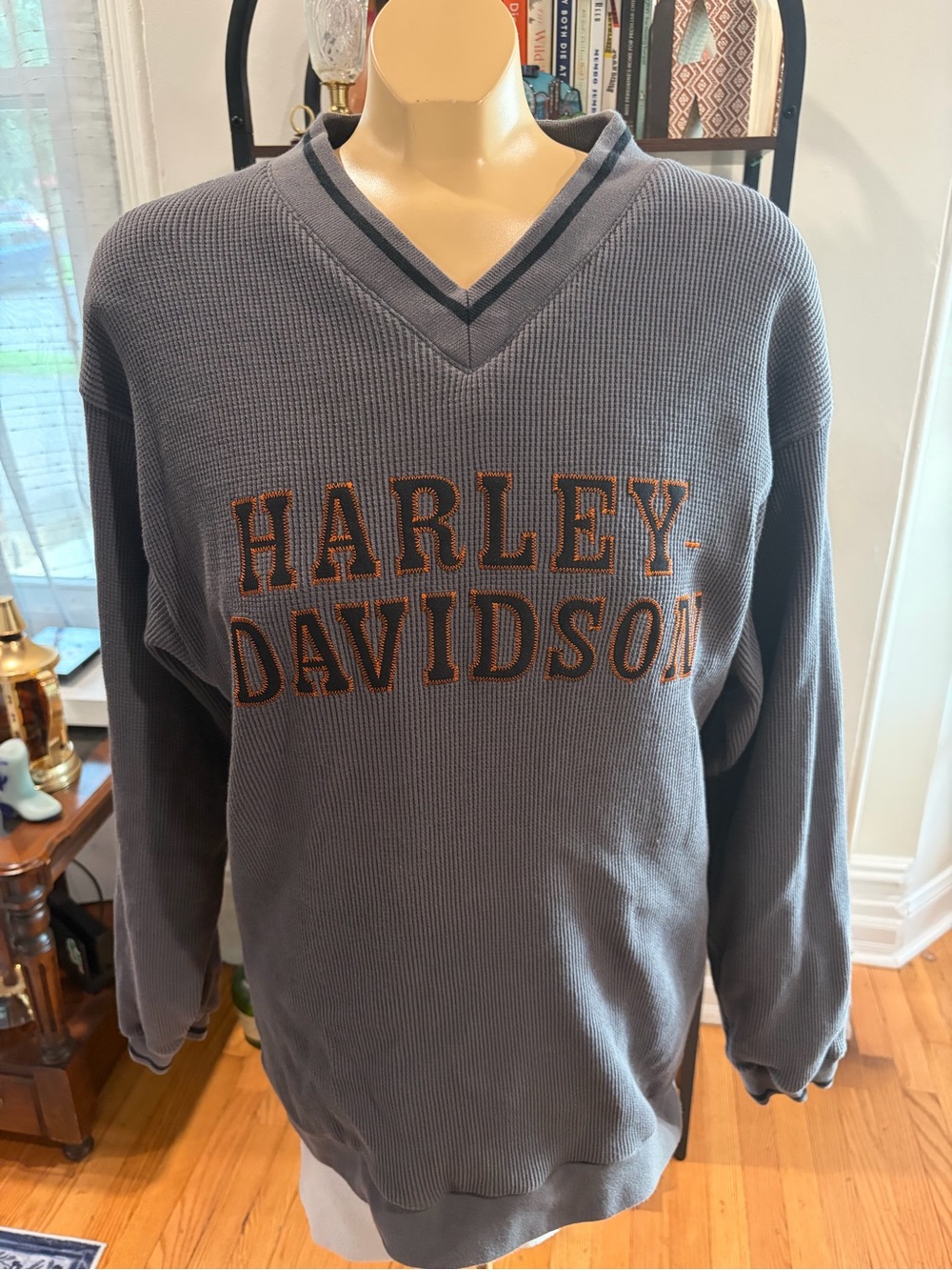 Gray Harley Davidson V-neck Pullover